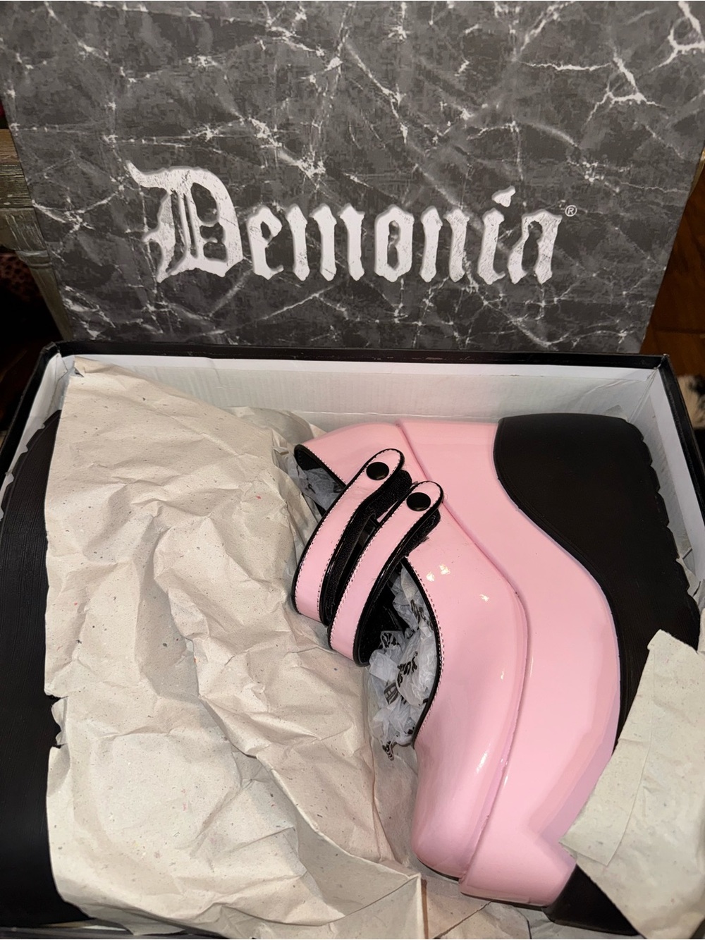 Demonia VOID-37 Pink Patent Double Strap Platform Mary Jane women 8/EU38 - Picture 14 of 16